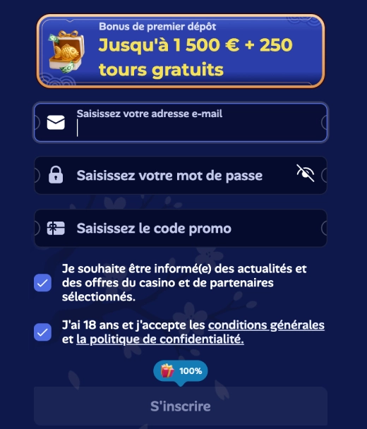 Comment s'inscrire au casino ManekiSpin